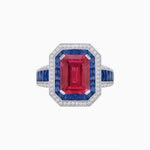 Load image into Gallery viewer, Emerald - Cut Art Deco Style Radiance Mounting Ring with Diamond and Gemstones - Shahin Jewelry