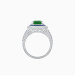 Load image into Gallery viewer, Emerald - Cut Art Deco Style Radiance Mounting Ring with Diamond and Gemstones - Shahin Jewelry
