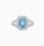 Load image into Gallery viewer, Emerald-Cut Diamond Halo Cocktail Ring with Baguette Accents - Shahin Jewelry