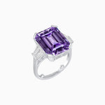 Load image into Gallery viewer, Emerald-Cut Engagement Ring with Tapered Baguette Fan Sides - Shahin Jewelry