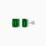 Load image into Gallery viewer, Emerald-Cut Solitaire Stud Earrings with Four-Prong Setting - Shahin Jewelry