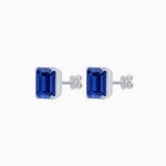 Load image into Gallery viewer, Emerald-Cut Solitaire Stud Earrings with Four-Prong Setting - Shahin Jewelry