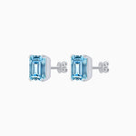 Load image into Gallery viewer, Emerald-Cut Solitaire Stud Earrings with Four-Prong Setting - Shahin Jewelry