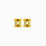 Load image into Gallery viewer, Emerald-Cut Solitaire Stud Earrings with Four-Prong Setting - Shahin Jewelry