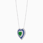 Load image into Gallery viewer, Exquisite Triple Halo Heart-Shaped Diamond and Sapphire Pendant | Bezel Setting | Mounting | Without Chain - Shahin Jewelry