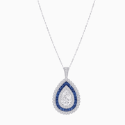 Exquisite Triple Halo Pear - Shaped Pendant with Customizable Center Stone - Mounting - Shahin Jewelry