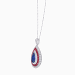 Load image into Gallery viewer, Exquisite Triple Halo Pear - Shaped Pendant with Customizable Center Stone - Mounting - Shahin Jewelry