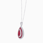 Load image into Gallery viewer, Exquisite Triple Halo Pear - Shaped Pendant with Customizable Center Stone - Mounting - Shahin Jewelry