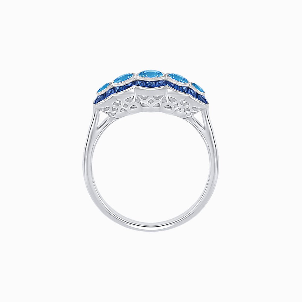 Five Stone Aquamarines Ring - Shahin Jewelry