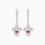 Load image into Gallery viewer, Fleur de Lis Vintage Style Dangle Diamond Earrings - Shahin Jewelry