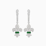 Load image into Gallery viewer, Fleur de Lis Vintage Style Dangle Diamond Earrings - Shahin Jewelry