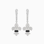 Load image into Gallery viewer, Fleur de Lis Vintage Style Dangle Diamond Earrings - Shahin Jewelry