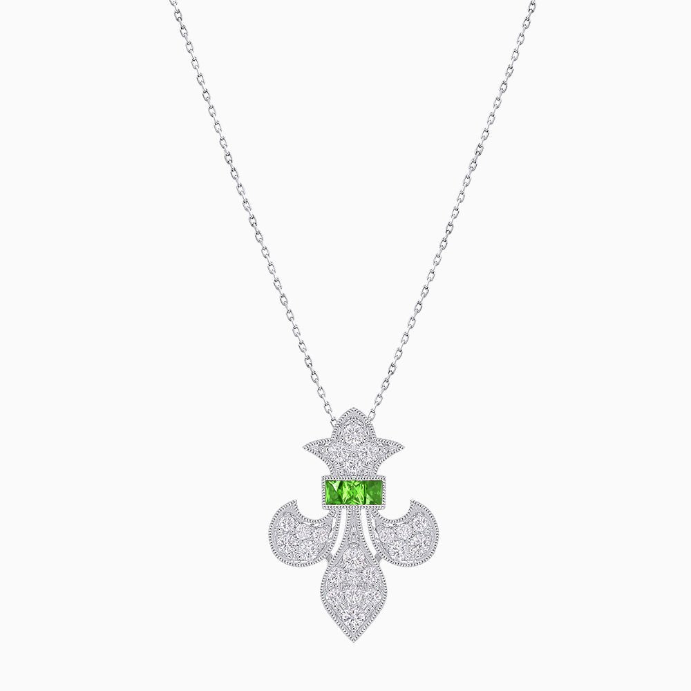 Fleur de Lis Vintage Style Diamond Pendant - Shahin Jewelry