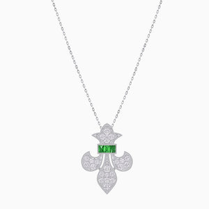 Fleur de Lis Vintage Style Diamond Pendant - Shahin Jewelry