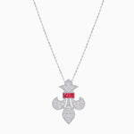 Load image into Gallery viewer, Fleur de Lis Vintage Style Diamond Pendant - Shahin Jewelry