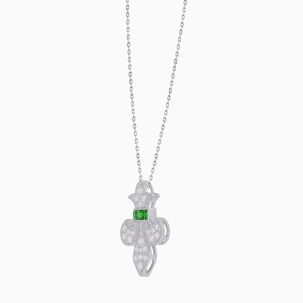 Fleur de Lis Vintage Style Diamond Pendant - Shahin Jewelry