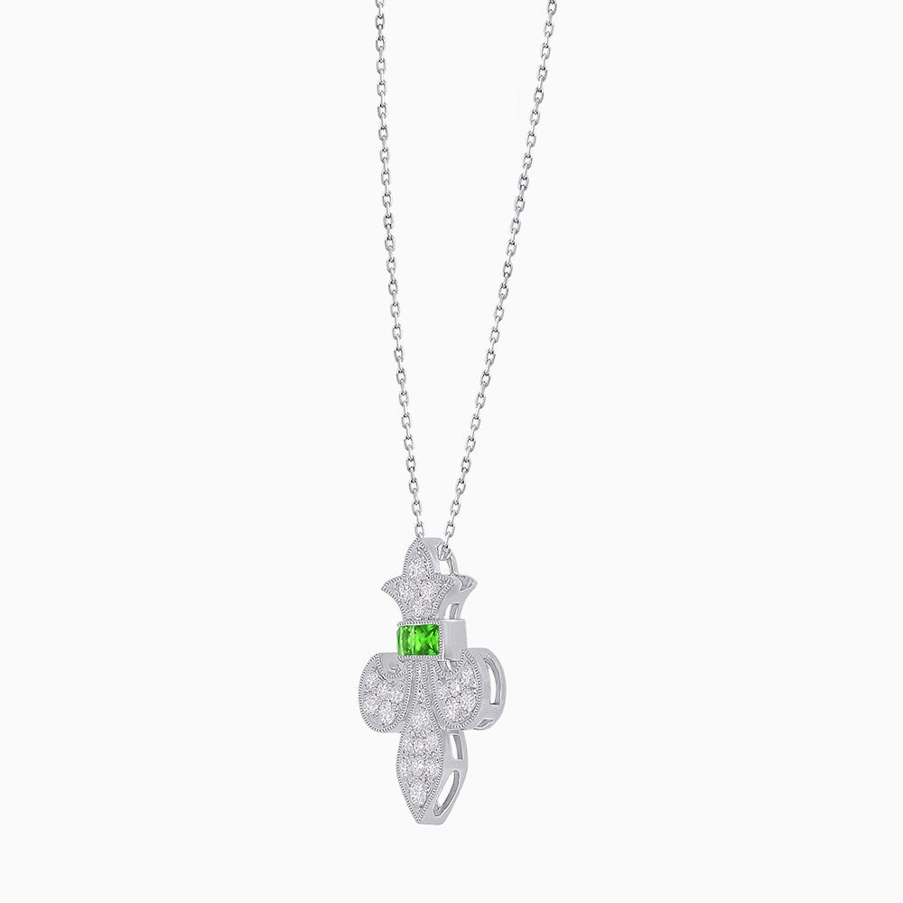 Fleur de Lis Vintage Style Diamond Pendant - Shahin Jewelry