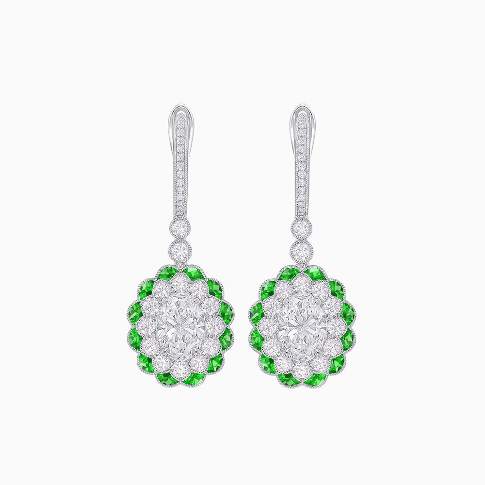 Floral Art Deco Style Dangle Earrings - Shahin Jewelry