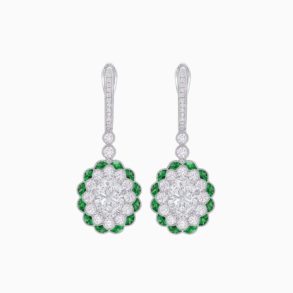 Floral Art Deco Style Dangle Earrings - Shahin Jewelry