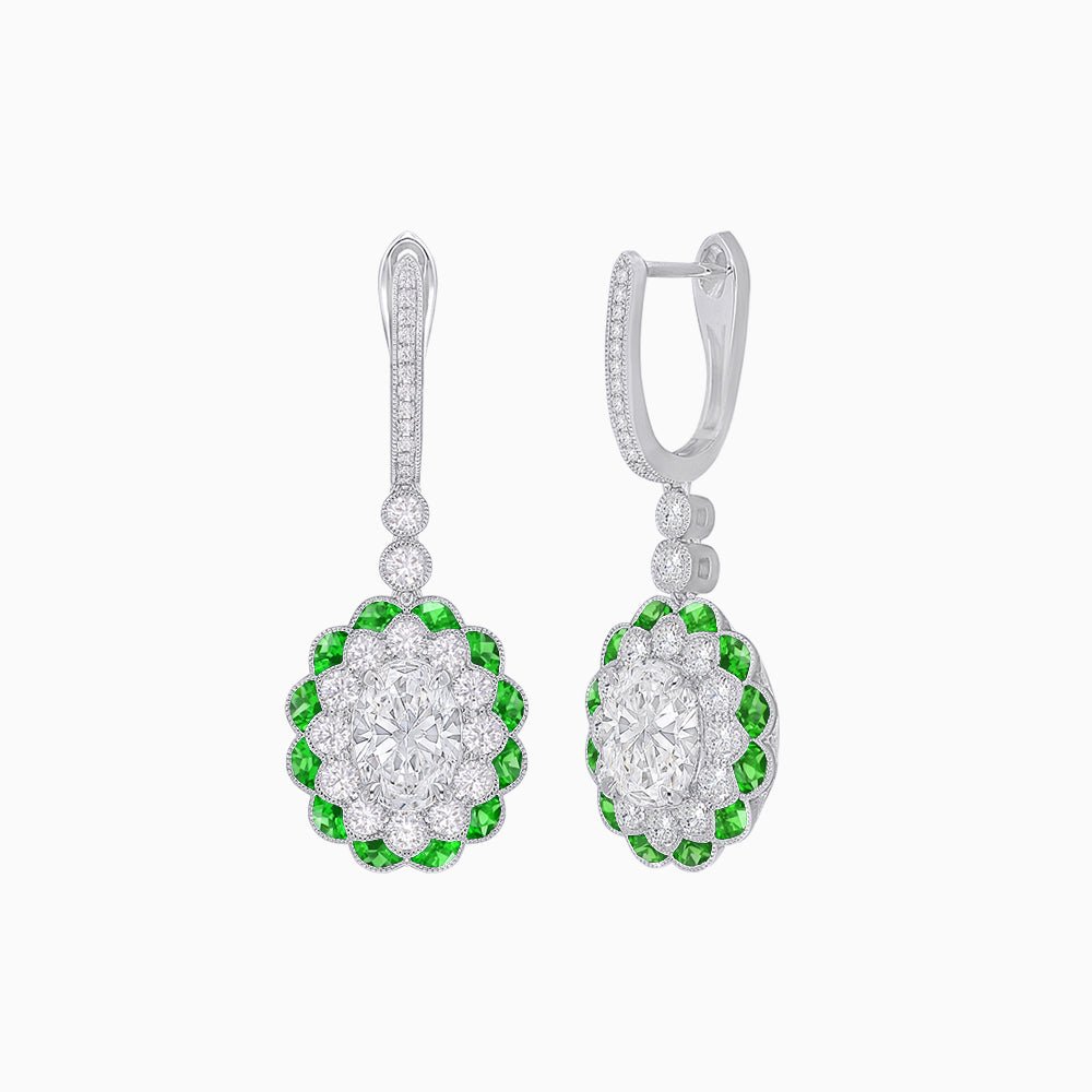 Floral Art Deco Style Dangle Earrings - Shahin Jewelry