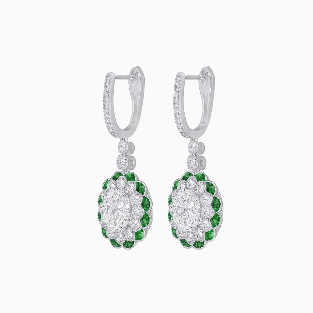 Floral Art Deco Style Dangle Earrings - Shahin Jewelry