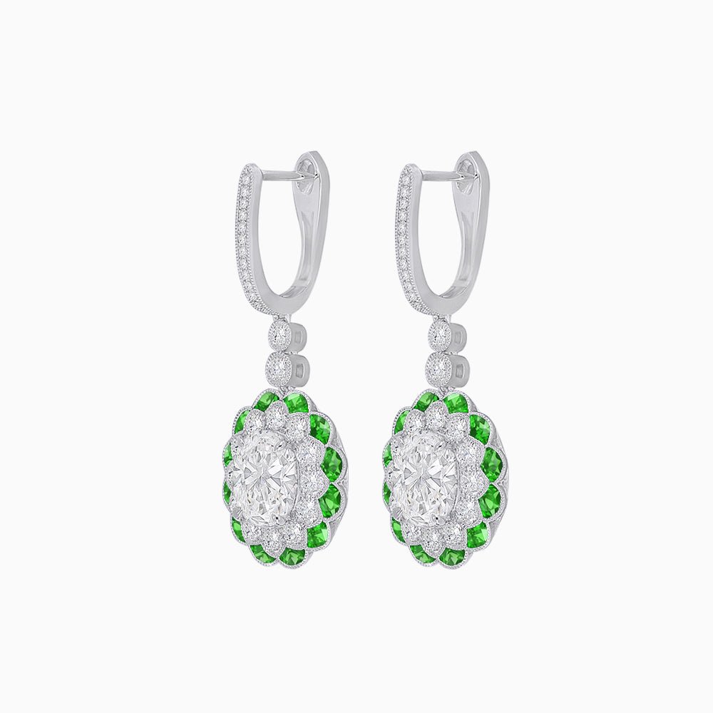 Floral Art Deco Style Dangle Earrings - Shahin Jewelry