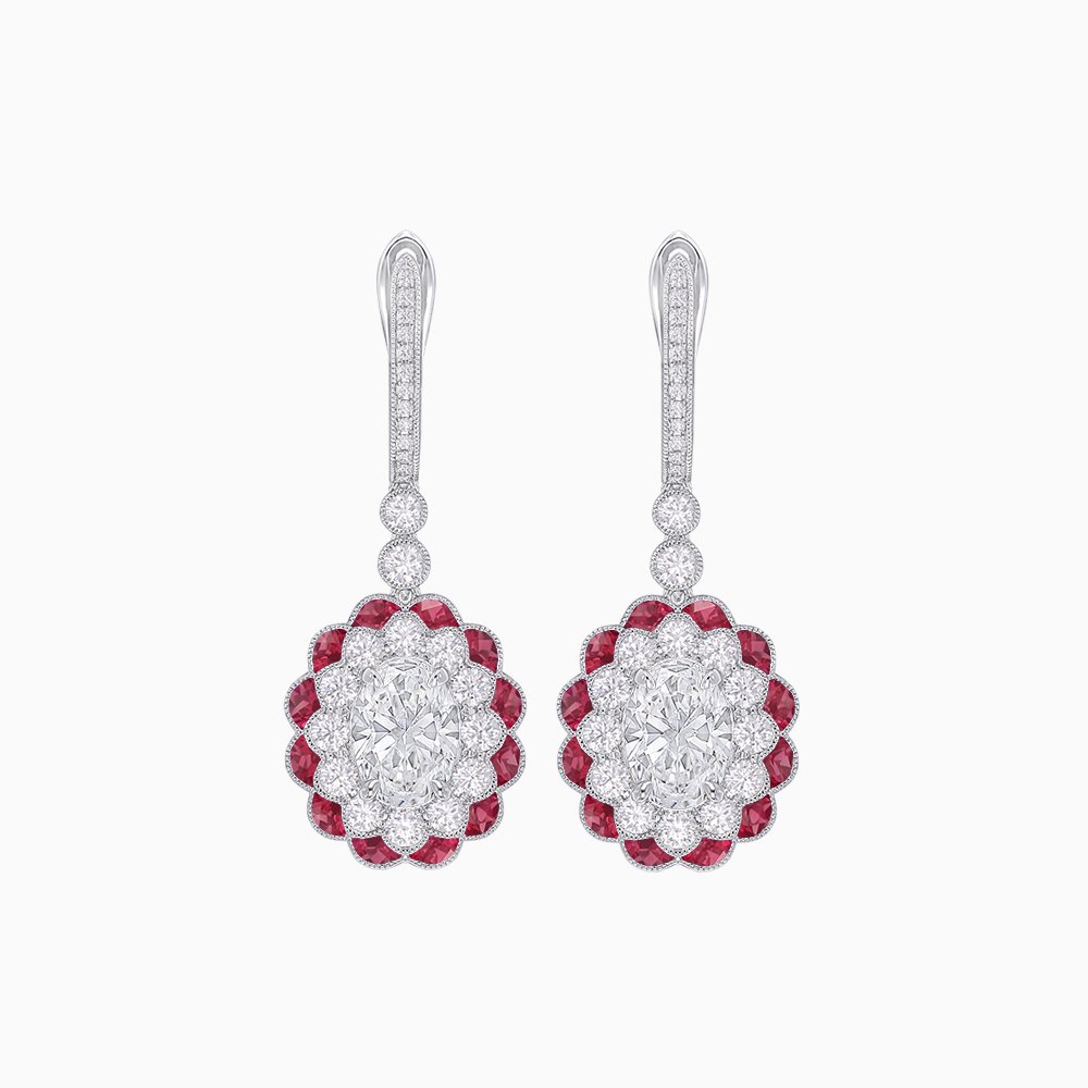 Floral Art Deco Style Dangle Earrings - Shahin Jewelry