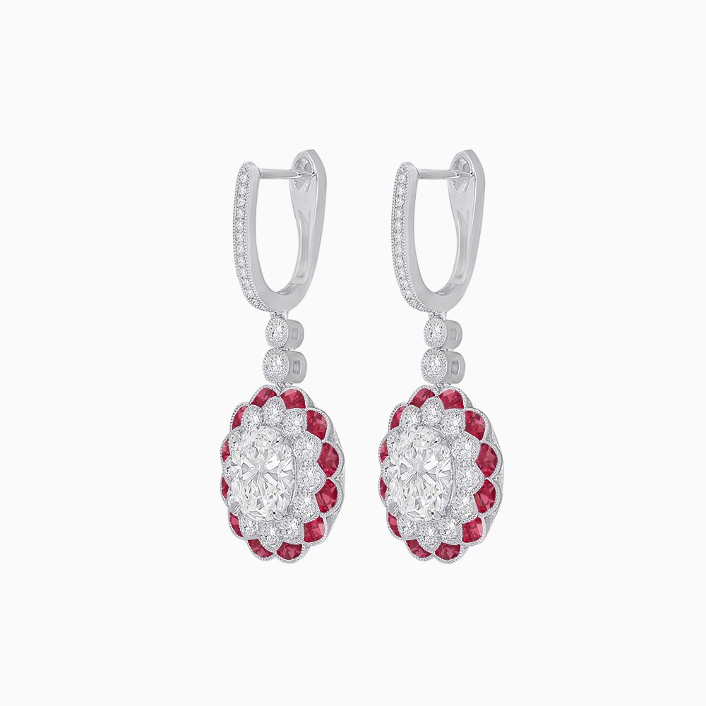 Floral Art Deco Style Dangle Earrings - Shahin Jewelry