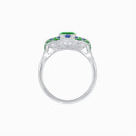 Load image into Gallery viewer, Geometric Art Deco-Style Ring with French-Cut Accents Custom Center Stone Mounting | Hand-Applied Milgrain Detailing - Shahin Jewelry
