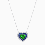 Load image into Gallery viewer, Heart Shape Double Halo Pendant with Diamond and Gemstone | Bezel Setting | Mounting | Without Chain - Shahin Jewelry