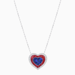 Load image into Gallery viewer, Heart Shape Double Halo Pendant with Diamond and Gemstone | Bezel Setting | Mounting | Without Chain - Shahin Jewelry