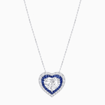 Load image into Gallery viewer, Heart Shape Double Halo Pendant with Diamond and Gemstone | Mounting | Prong Setting |Without Chain - Shahin Jewelry
