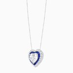 Load image into Gallery viewer, Heart Shape Double Halo Pendant with Diamond and Gemstone | Mounting | Prong Setting |Without Chain - Shahin Jewelry
