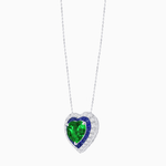 Load image into Gallery viewer, Heart Shape Double Halo Pendant with Diamond and Gemstone | Mounting | Prong Setting |Without Chain (Copy) - Shahin Jewelry