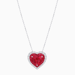 Load image into Gallery viewer, Heart Shape Double Halo Pendant with Diamond and Gemstone | Mounting | Prong Setting |Without Chain (Copy) - Shahin Jewelry