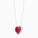 Load image into Gallery viewer, Heart Shape Double Halo Pendant with Diamond and Gemstone | Mounting | Prong Setting |Without Chain (Copy) - Shahin Jewelry