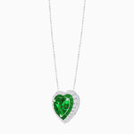 Load image into Gallery viewer, Heart Shape Double Halo Pendant with Diamond and Gemstone | Mounting | Prong Setting |Without Chain (Copy) - Shahin Jewelry
