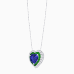 Load image into Gallery viewer, Heart Shape Double Halo Pendant with Diamond and Gemstone | Mounting | Prong Setting |Without Chain (Copy) - Shahin Jewelry