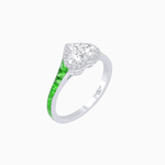 Load image into Gallery viewer, Heart Shape Ring with Diamond Halo and French-Cut Gemstone Shoulder Accents - Shahin Jewelry