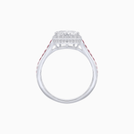 Load image into Gallery viewer, Heart Shape Ring with Diamond Halo and French-Cut Gemstone Shoulder Accents - Shahin Jewelry