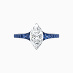Load image into Gallery viewer, Marquise Center Mounting Engagement Ring with Accent Diamonds - Shahin Jewelry