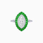 Load image into Gallery viewer, Marquise Cut Center Stone Double Halo Ring Mounting with Calibre Cut Gemstone Halo - Shahin Jewelry