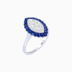 Load image into Gallery viewer, Marquise Cut Center Stone Double Halo Ring Mounting with Calibre Cut Gemstone Halo - Shahin Jewelry
