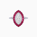 Load image into Gallery viewer, Marquise Cut Center Stone Double Halo Ring Mounting with Calibre Cut Gemstone Halo - Shahin Jewelry