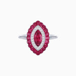 Load image into Gallery viewer, Marquise Cut Center Stone Double Halo Ring Mounting with Calibre Cut Gemstone Halo - Shahin Jewelry