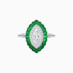 Load image into Gallery viewer, Marquise Cut Center Stone Double Halo Ring Mounting with Calibre Cut Gemstone Halo - Shahin Jewelry