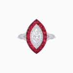 Load image into Gallery viewer, Marquise Cut Center Stone Double Halo Ring Mounting with French Cut Gemstone Accents - Shahin Jewelry