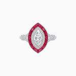 Load image into Gallery viewer, Marquise Cut Center Stone Double Halo Ring Mounting with French Cut Gemstone Accents - Shahin Jewelry