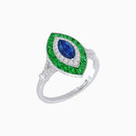 Load image into Gallery viewer, Marquise Cut Center Stone Double Halo Ring Mounting with French Cut Gemstone Accents - Shahin Jewelry