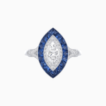 Load image into Gallery viewer, Marquise Cut Center Stone Double Halo Ring Mounting with French Cut Gemstone Accents - Shahin Jewelry